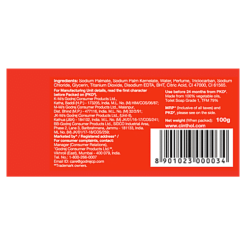 Cinthol Original Deodorant & Complexion Soap, 100 g  