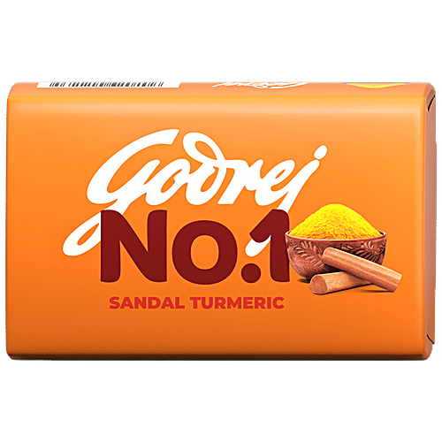 Godrej No.1 Sandal & Turmeric Bathing Soap, With Natural Oils, Gives Glowing Skin, 100 g (Pack of 5) Gives Glowing Skin