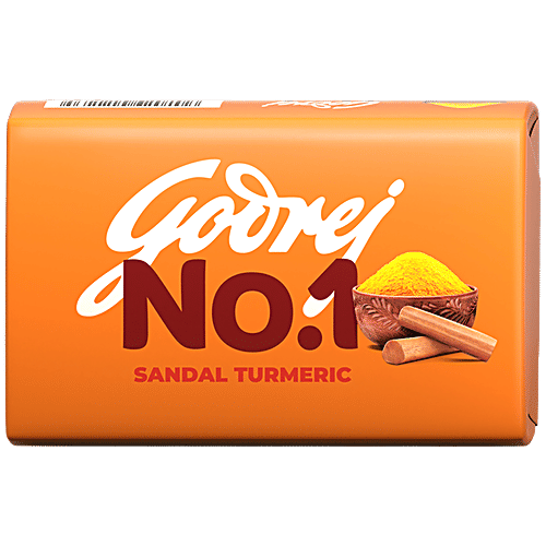 Godrej No.1 Sandal & Turmeric Bathing Soap, With Natural Oils, Gives Glowing Skin, 150 g (Pack of 4) With Natural Oils, Gives Glowing Skin