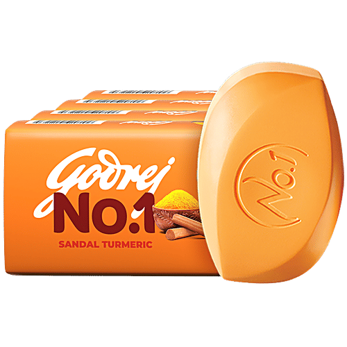 Godrej No.1 Sandal & Turmeric Bathing Soap, With Natural Oils, Gives Glowing Skin, 150 g (Pack of 4) With Natural Oils, Gives Glowing Skin