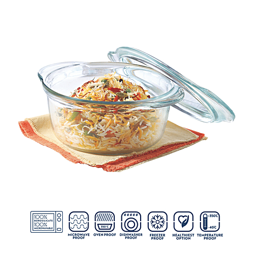 Buy Borosil Glass Casserole Oven & Microwave Safe Serving Bowl With