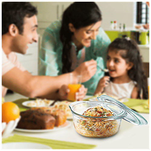 Borosil Glass Casserole - Oven & Microwave Safe Serving Bowl With Glass Lid, IH22CA13701, 1.75 L  