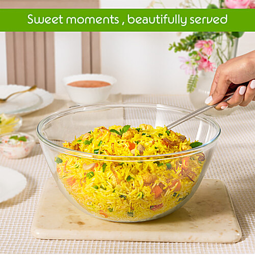 Borosil Glass Mixing & Serving - Oven & Microwave Safe Bowl - Borosilicate Glass, Transparent, 2.5 L  Oven & Microwave Safe