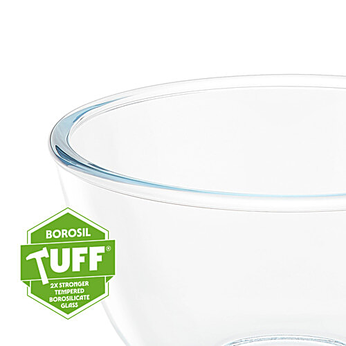 Borosil Glass Mixing & Serving - Oven & Microwave Safe Bowl - Borosilicate Glass, Transparent, 2.5 L  Oven & Microwave Safe