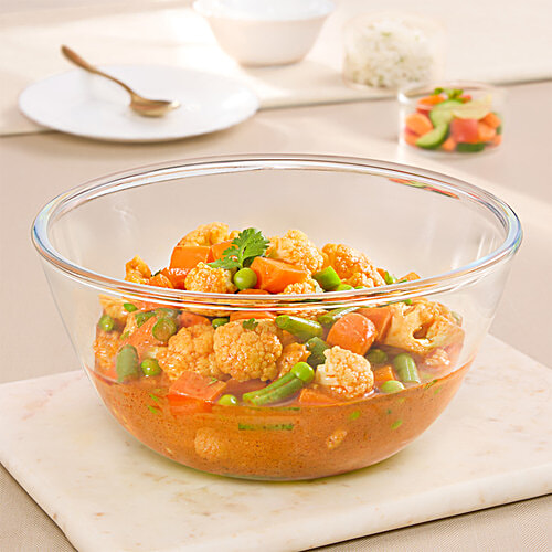 Borosil Glass Mixing & Serving - Oven & Microwave Safe Bowl - Borosilicate Glass, Transparent, 2.5 L  Oven & Microwave Safe