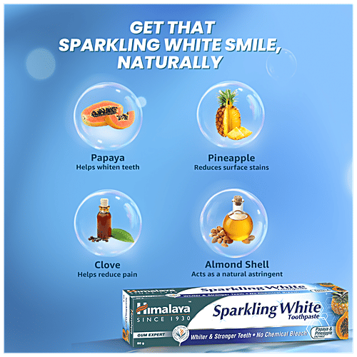 Himalaya Sparkling White Toothpaste, 150 g  Free From Parabens & No Chemical Bleach