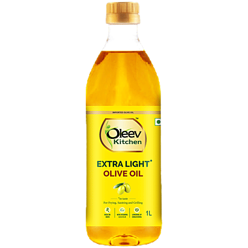 Oleev Kitchen Extra Light Olive Oil - Frying, Sauteing & Grilling, 1 L  Free from Argemone Oil