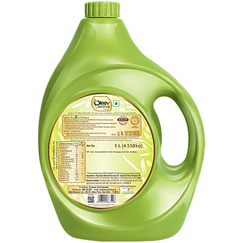 Oleev Active Edible Oil, 5 L Jar Goodness Of Olive Oil, Zero Cholesterol