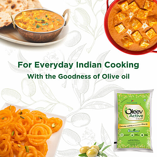Oleev Active Edible Oil, 1 L Pouch Goodness Of Olive Oil, Zero Cholesterol
