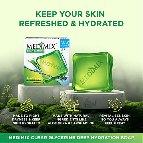 Medimix Ayurvedic Clear Glycerine Lakshadi Oil & Aloe Vera Soap Bar, 100 g Carton 