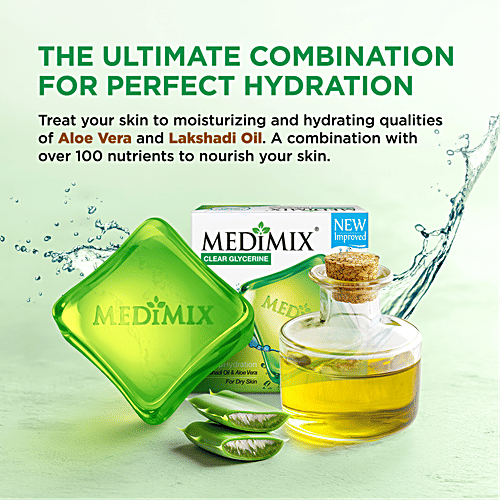 Medimix Ayurvedic Clear Glycerine Lakshadi Oil & Aloe Vera Soap Bar, 100 g Carton 