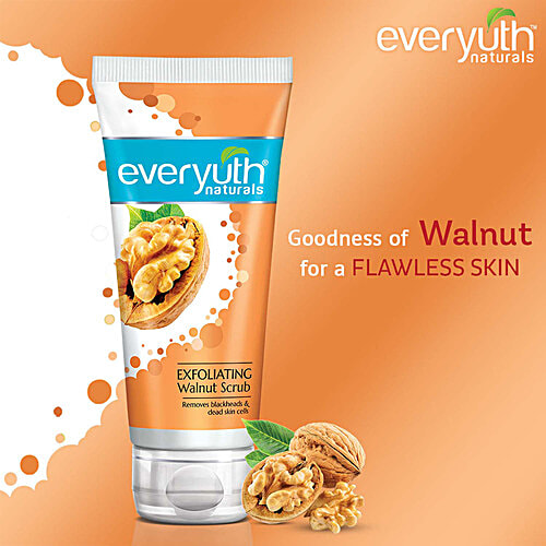Everyuth Naturals Exfoliating Walnut Scrub, 100 g Tube No Harmful Chemicals, Removes Blackheads & Dead Skin Cells