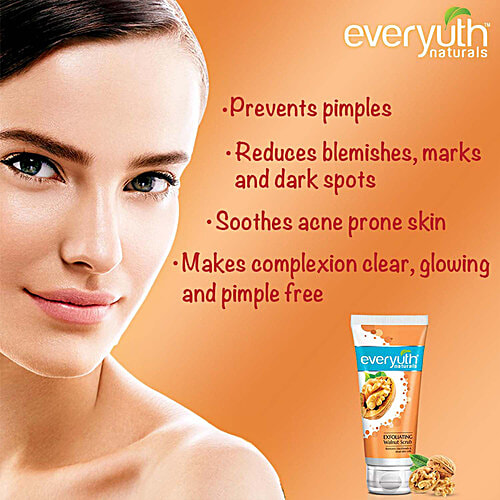 Everyuth Naturals Exfoliating Walnut Scrub, 100 g Tube No Harmful Chemicals, Removes Blackheads & Dead Skin Cells