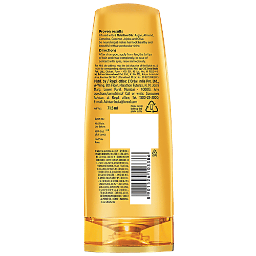 L'Oreal Paris Extraordinary Oil Nourishing Conditioner For Dry & Dull Hair, 71.5 ML 6 Nutritive Oils