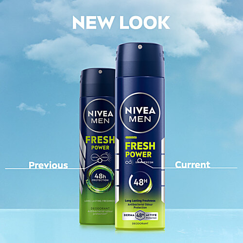 Nivea Fresh Power Men Deodorant - 48h Long Lasting Freshness With Fresh Musk Scent, 150 ml  48h Long lasting Freshness