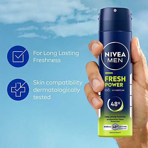 Nivea Fresh Power Men Deodorant - 48h Long Lasting Freshness With Fresh Musk Scent, 150 ml  48h Long lasting Freshness