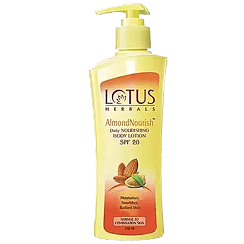 Lotus Herbals AlmondNourish SPF 20 Daily Nourishing Body Lotion - Normal to Combination Skin, 250 ml  Moisturises, Nourishes, Radiant Skin