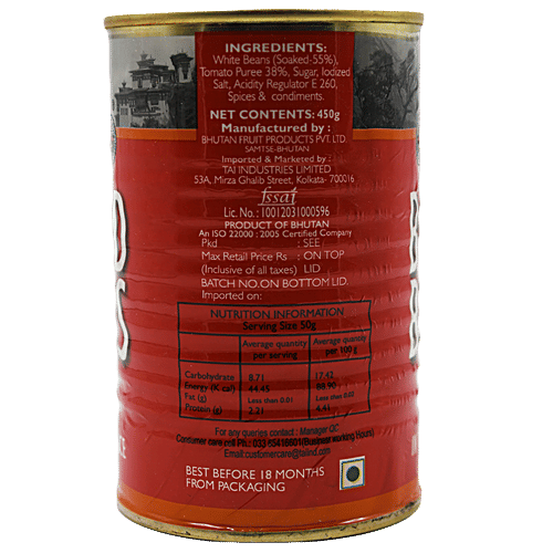 Druk Baked Beans - In Tomato Sauce, 450 g Tin Excellent Source of Protein & Rich in Nutritional Fiber