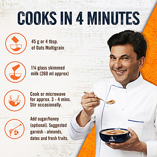 Quaker Oats Multigrain, 600 g Pouch Rolled Oats Wholegrain, High Protein & Fibre for Weight Loss, Dalia Porridge