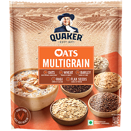 Quaker Oats Multigrain, 600 g Pouch Rolled Oats Wholegrain, High Protein & Fibre for Weight Loss, Dalia Porridge