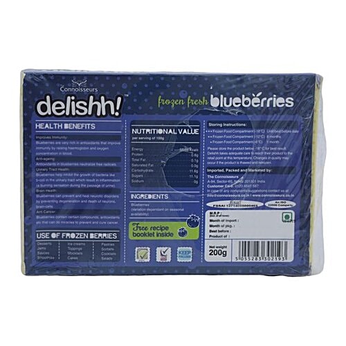 Delishh Blueberries - Frozen Fresh, 200 g  