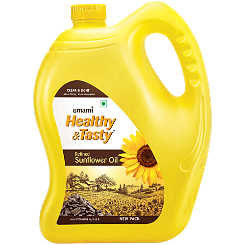 Emami Healthy & Tasty Refined Sunflower Oil, 4.125 kg Jar No Cholesterol