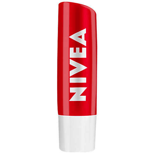 Nivea Strawberry Shine Caring Lip Balm - With Natural Oils, 4.8 g 24 Hours Of Melt-In Moisture