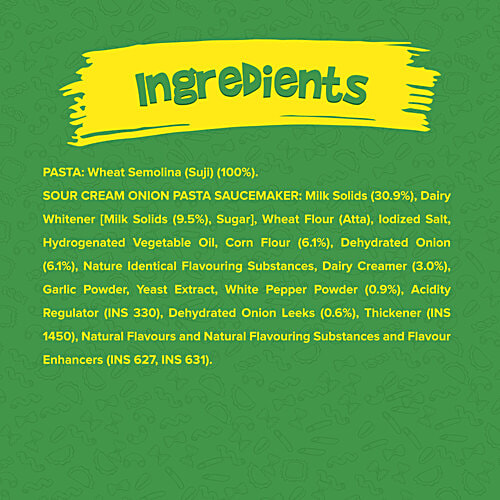 Sunfeast YiPPee! Sour Cream Onion Pasta Treat, 70 g Pouch Made with Suji, Not Fried, No Maida, Rich in Protein