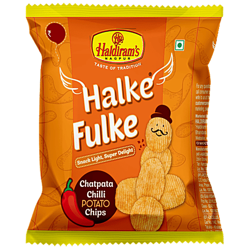 Haldiram's Halke Fulke - Chatpat Chilli Potato Chips, Crunchy & Spicy, 35 g Pouch Zero Cholesterol