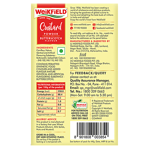 Buy Weikfield Custard Powder Butterscotch Flavor 75 Gm Carton Online At Best Price of Rs 45