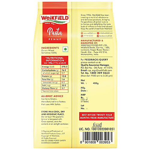 Weikfield Pasta Penne, 400 g Pouch 