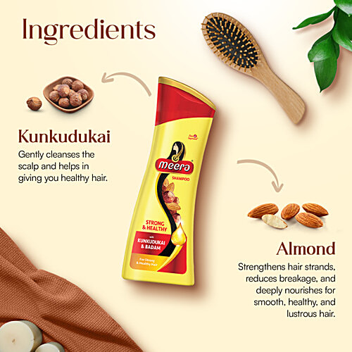 Meera Strong & Healthy Shampoo - With Kunkudukai & Badam, 180 ml  