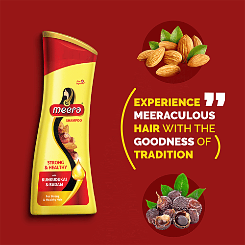 Meera Strong & Healthy Shampoo - With Kunkudukai & Badam, 180 ml  