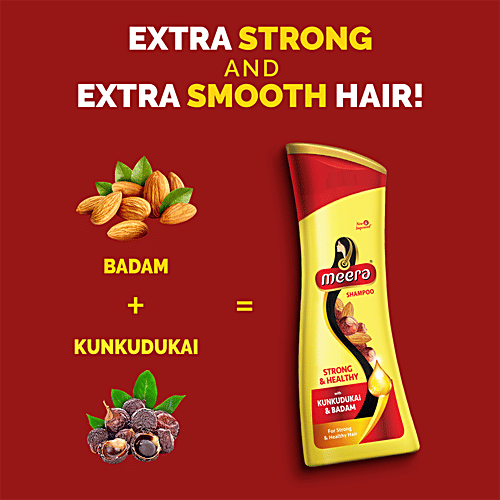 Meera Strong & Healthy Shampoo - With Kunkudukai & Badam, 180 ml  