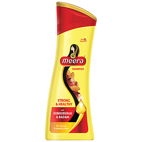 Meera Strong & Healthy Shampoo - With Kunkudukai & Badam, 180 ml  
