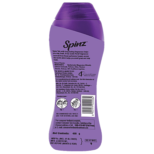 Spinz Enchante Body Talc - Long-Lasting Freshness, Soothing Fragrance Of Exotic Flowers, For Women, 400 g  