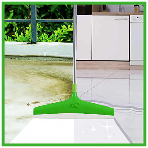 Scotch Brite Floor Squeegee - Plastic Wiper, With Rod, Green, 1 pc  Instantly Dry Floors
 Superior Clean