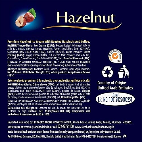 London Dairy Ice Cream - Hazelnut Chocolate, 110 ml  