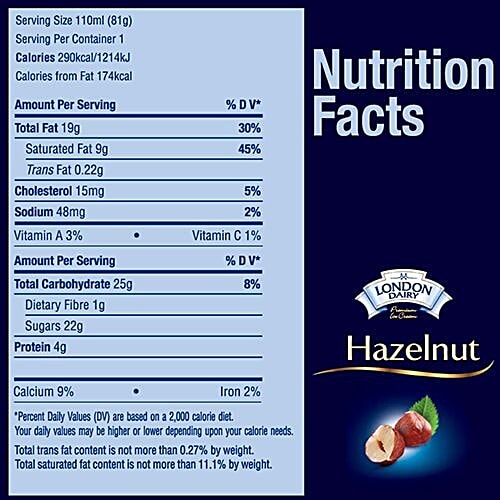 London Dairy Ice Cream - Hazelnut Chocolate, 110 ml  