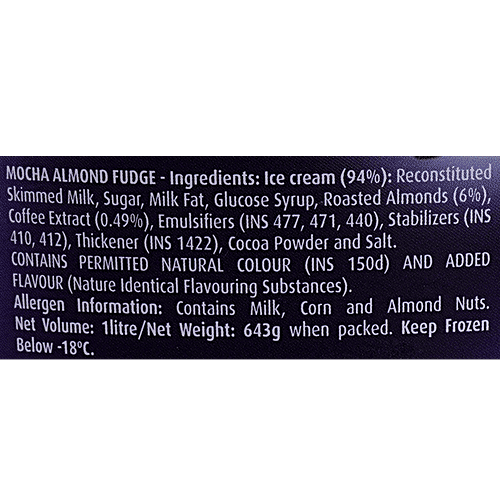 London Dairy Ice Cream - Mocha Almond Fudge, Family Pack, 1 L Tub 