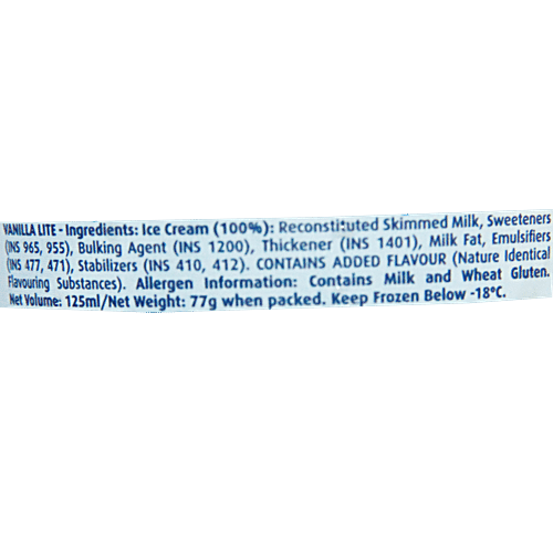 London Dairy Ice Cream - Vanilla Lite, 125 ml Cup 