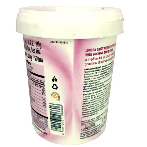 London Dairy Premium Ice Cream With Yoghurt - Berry Delight, 500 ml Tub 