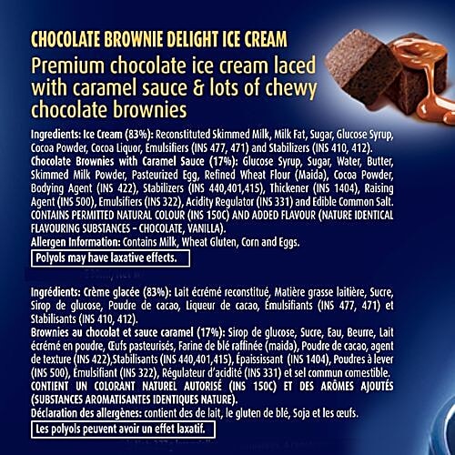London Dairy Premium Ice Cream - Chocolate Brownie Delight, 500 ml Tub Premium Chocolate
Soft Chocolate Brownies