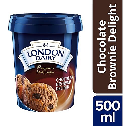 London Dairy Premium Ice Cream - Chocolate Brownie Delight, 500 ml Tub Premium Chocolate
Soft Chocolate Brownies