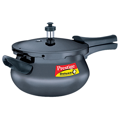 Prestige Hard Anodised Outer Lid Handi Pressure Cooker - Induction Base, Bakelite Handle, Black, Deluxe Plus Mini 20356, 3.3 L  Dishwasher Safe