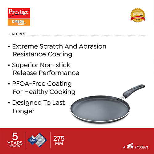 Prestige Omega Select Plus Non-Stick Omni Tawa - 27.5 cm, Black, 1 pc  PFOA Free
