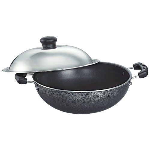 Prestige Omega Select Plus Non-Stick Kadai 200mm with Lid (30719), 1.7 L (Round Base) 