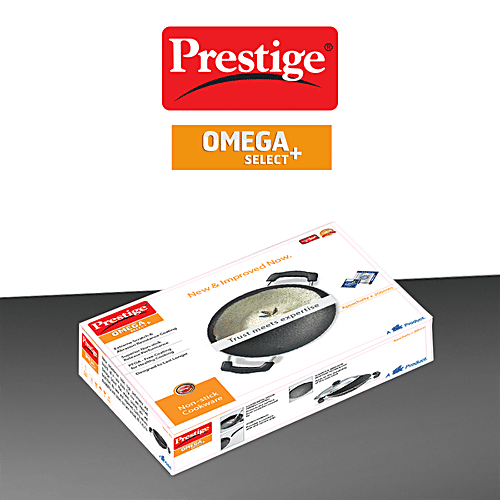 Prestige Omega Select Plus Aluminium Non-Stick Deep Appachetty With Lid - 20 cm, 1 L PFOA Free