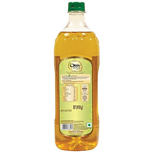 Oleev Active Olive Oil with Energocules, 1 L Bottle Zero Cholesterol, Zero Trans Fat