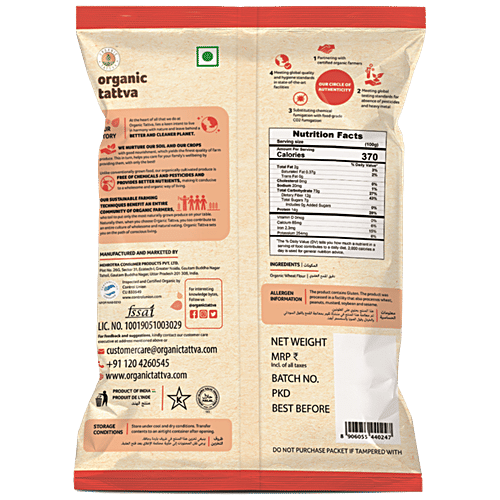 Organic Tattva Wheat Flour (Atta), 5 kg Pouch 